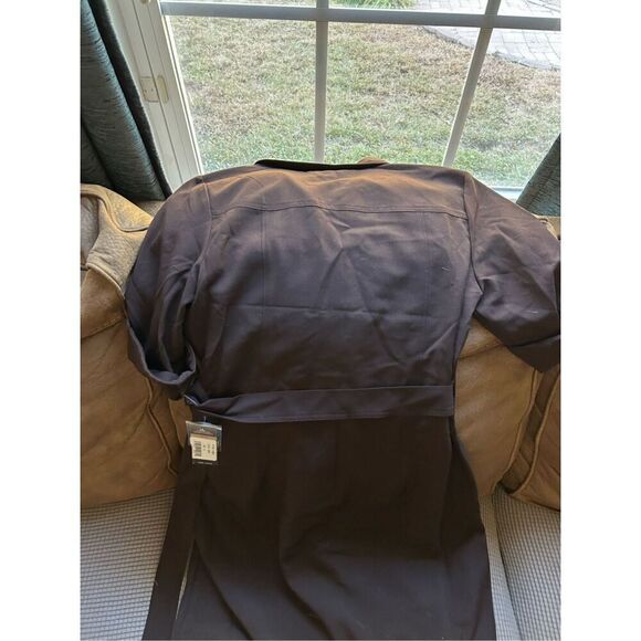 Sharagano Women's Short Sleeve Shirt Dress with Front Pockets. Brown. Size 12 - Picture 14 of 14